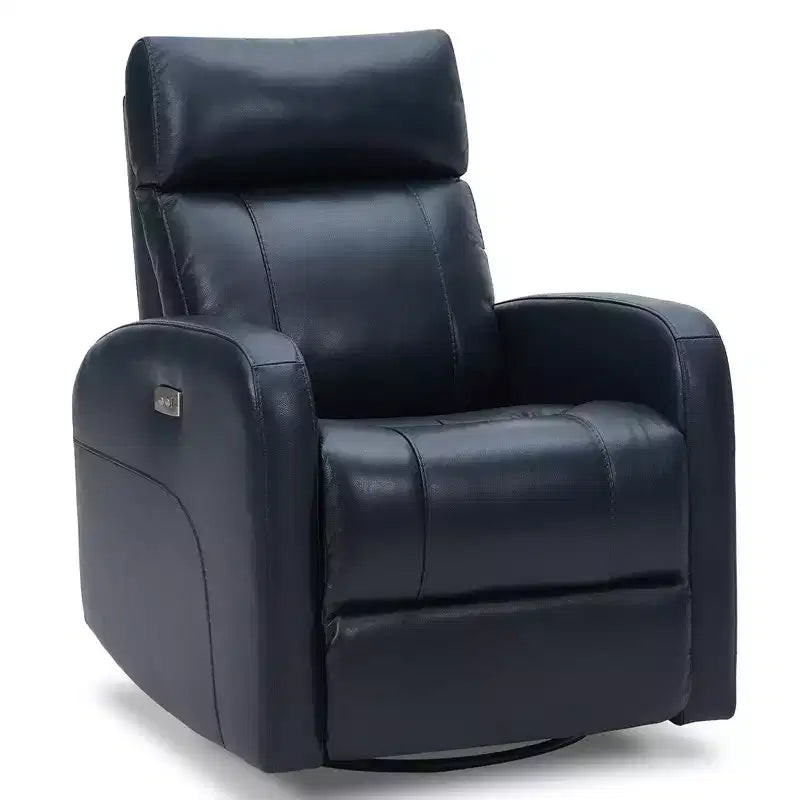Fauteuil inclinable, pivotant et berçant en cuir avec ports USB