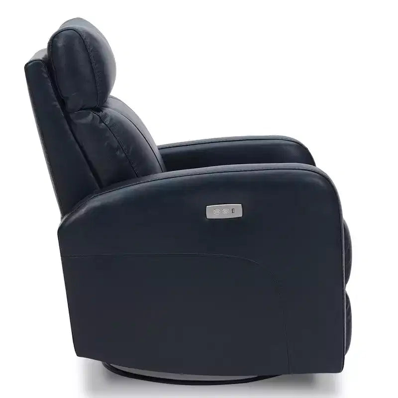 Fauteuil inclinable, pivotant et berçant en cuir avec ports USB