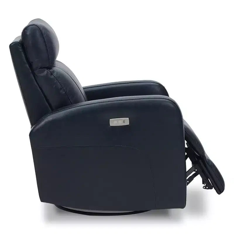 Fauteuil inclinable, pivotant et berçant en cuir avec ports USB