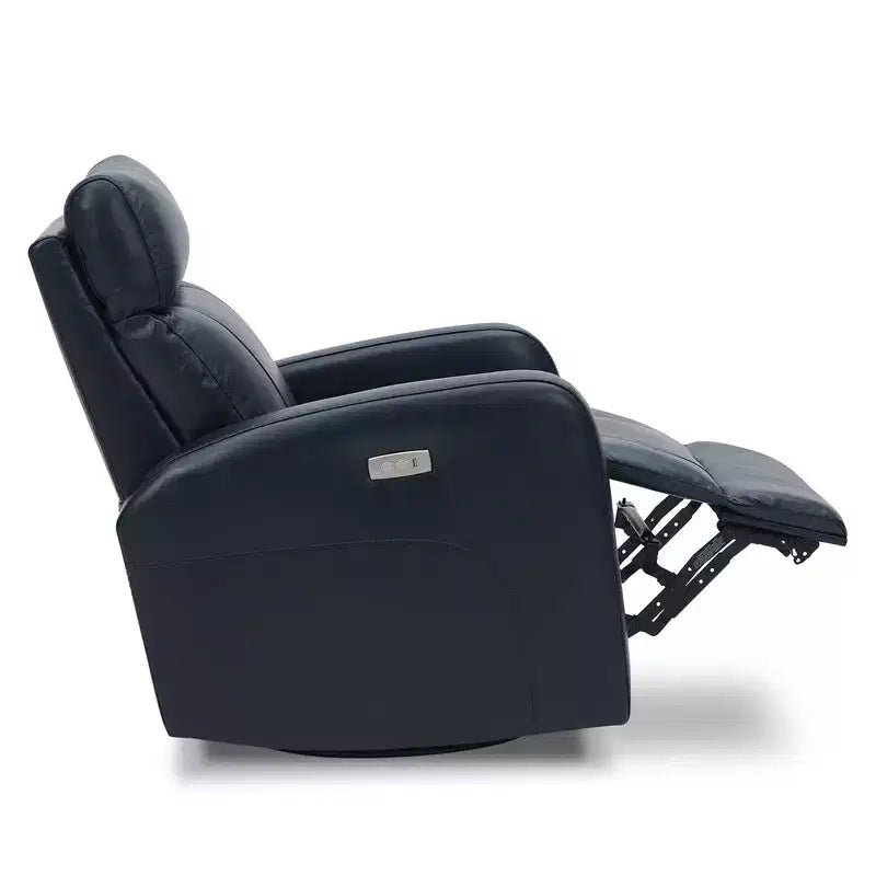Fauteuil inclinable, pivotant et berçant en cuir avec ports USB