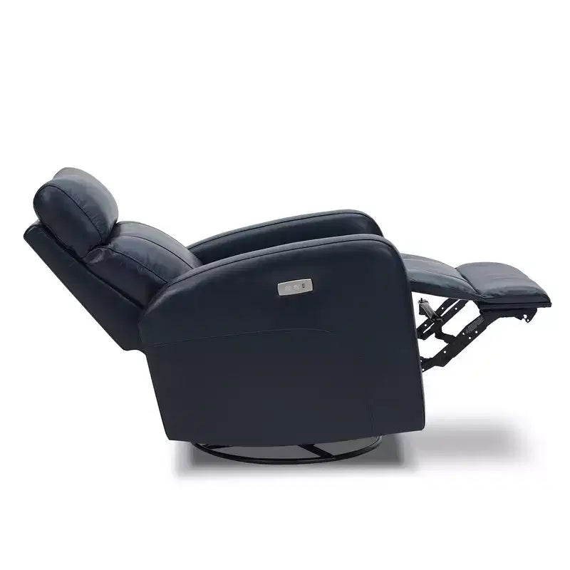 Fauteuil inclinable, pivotant et berçant en cuir avec ports USB