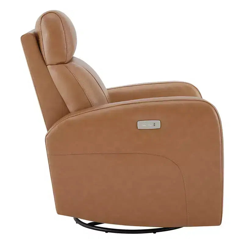 Fauteuil inclinable, pivotant et berçant en cuir avec ports USB