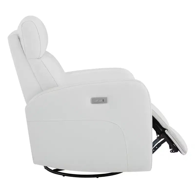 Fauteuil inclinable, pivotant et berçant en cuir avec ports USB