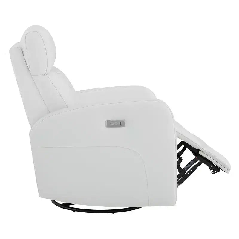 Fauteuil inclinable, pivotant et berçant en cuir avec ports USB