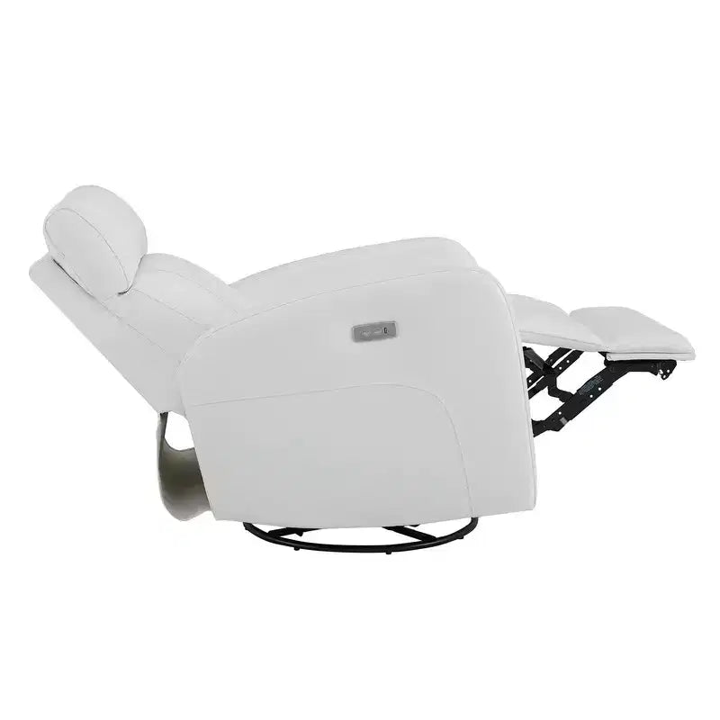 Fauteuil inclinable, pivotant et berçant en cuir avec ports USB