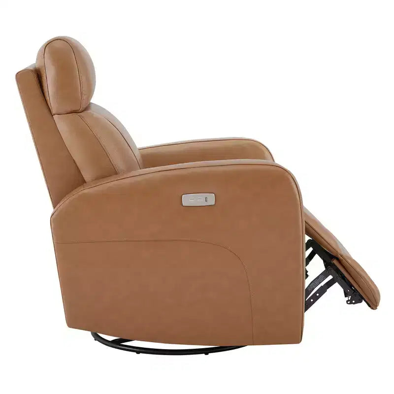 Fauteuil inclinable, pivotant et berçant en cuir avec ports USB