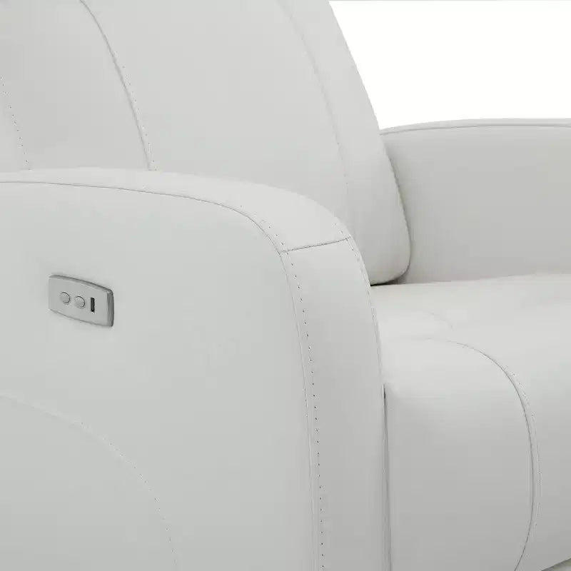 Fauteuil inclinable, pivotant et berçant en cuir avec ports USB