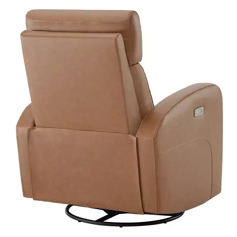 Fauteuil inclinable, pivotant et berçant en cuir avec ports USB