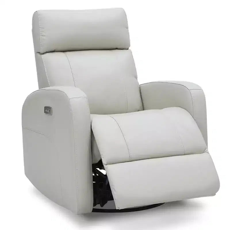 Fauteuil inclinable, pivotant et berçant en cuir avec ports USB