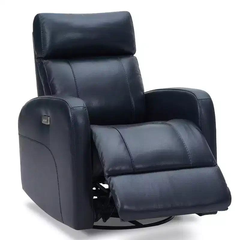 Fauteuil inclinable, pivotant et berçant en cuir avec ports USB