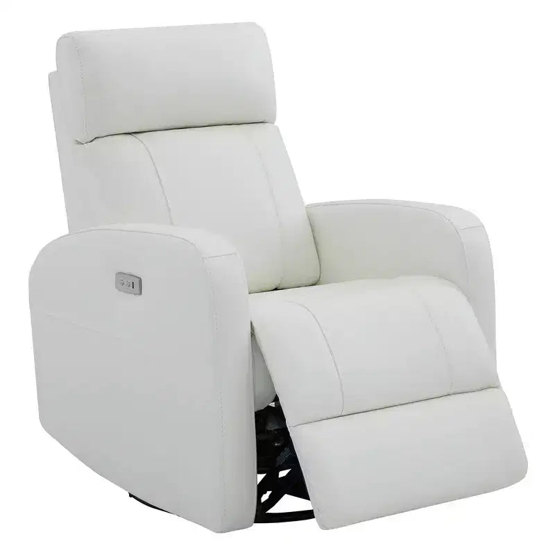 Fauteuil inclinable, pivotant et berçant en cuir avec ports USB