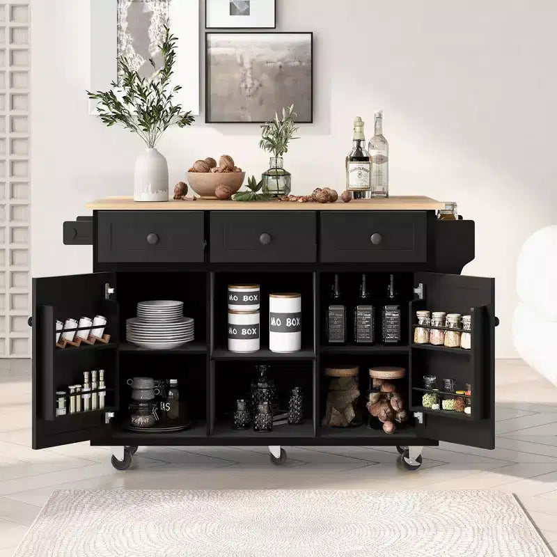 Meuble de rangement, Meuble de cuisine avec 5 roulettes, 2 portes et étagères de rangement internes, Meuble pour salle à manger, cuisine