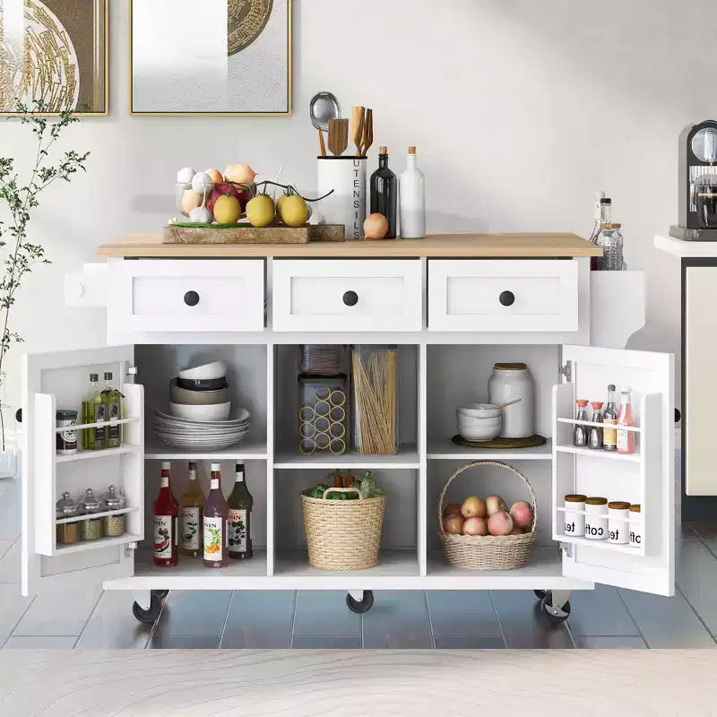 Meuble de rangement, Meuble de cuisine avec 5 roulettes, 2 portes et étagères de rangement internes, Meuble pour salle à manger, cuisine