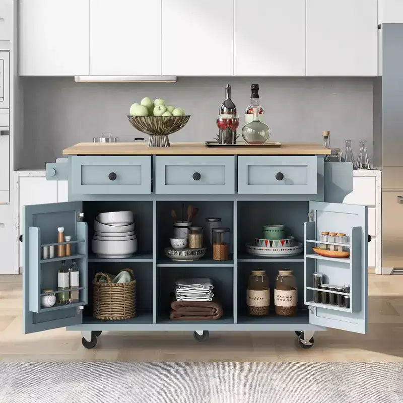 Meuble de rangement, Meuble de cuisine avec 5 roulettes, 2 portes et étagères de rangement internes, Meuble pour salle à manger, cuisine