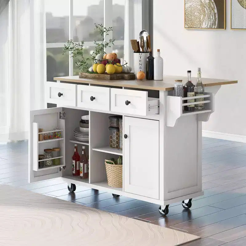Meuble de rangement, Meuble de cuisine avec 5 roulettes, 2 portes et étagères de rangement internes, Meuble pour salle à manger, cuisine