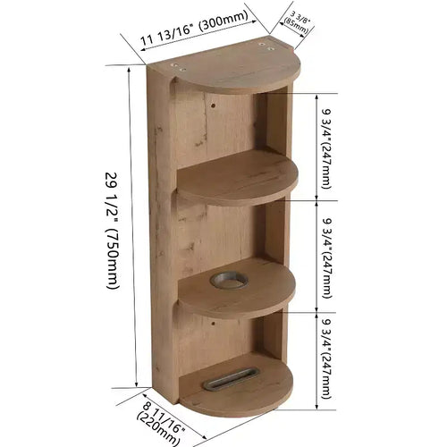 Étagère murale de salle de bain de 75 cm, 3 niveaux, design flottant, petit meuble latéral pour sèche-cheveux et boîte à mouchoirs