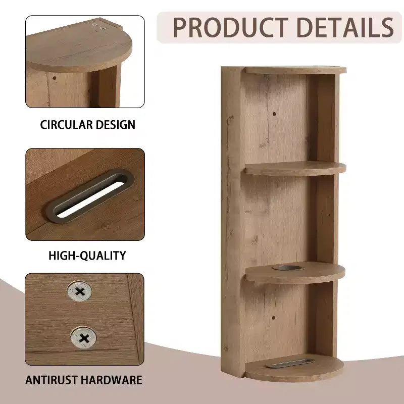 Étagère murale de salle de bain de 75 cm, 3 niveaux, design flottant, petit meuble latéral pour sèche-cheveux et boîte à mouchoirs