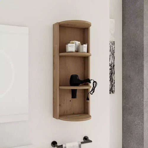 29.5in Bathroom Wall-Mounted Storage Rack, 3-Tier Float Mounting Design, Small Side Cabinet for Placing a Hairdryer and Holding a Tissue Box